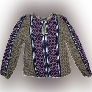 BCBGMaxAzria Purple and Green Patterned Blouse